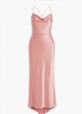 Alice + Olivia Montana gown in rose-pink satin-crepe Size US 14 UK 16