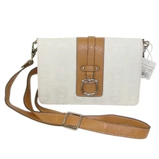 Etienne Aigner Wallet on a String Crossbody Bag Purse Camel Ivory Logo Print NWT