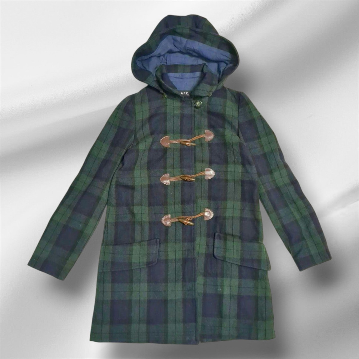 A.P.C. Black Watch Duffle Coat 2-Way Size 34 XS Made in A.P.C. Black Watch Duffle Coat 2-Way Size 34 XS Made in