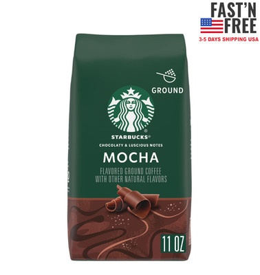 Starbucks Mocha, Ground Coffee, Flavored Roast Hot or Iced Coffee, 11 oz