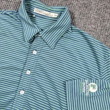 Criquet Polo Shirt Mens Medium Blue Green Stripe Golf Palmetto Dunes Performance