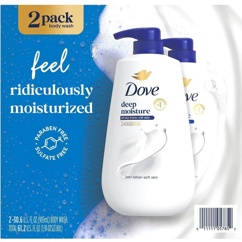 Dove Deep Moisture Body Wash with Pump, 30.6 fl. oz., 2 ct. - Image 2 of 4