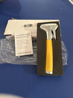 NIB Emergency Hammer and Window Breaker Car Safety Tool With Light 4 In 1