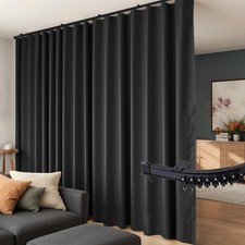 Room Divider Curtains Flexible 100"W x 84"L Pack of 1 , Curtain/Track-black