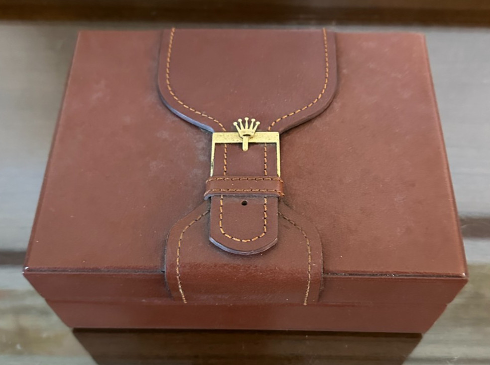 Vintage Rolex Day-Date Watch Box Case 71.00.02 Brown Wood w/ Outer Box *READ*