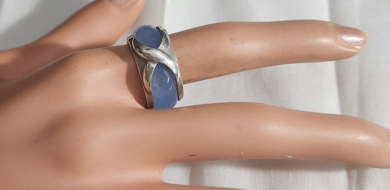 STERLING RING W, BLUE CHALCEDONY STONE SIZE 8.5