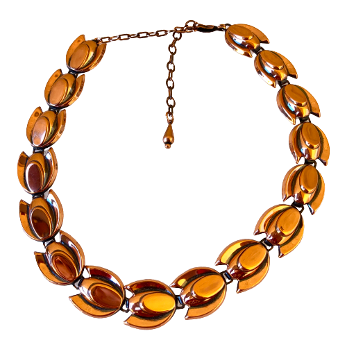 RENOIR Vintage Copper Necklace Tulip Shape Choker Length - Picture 8 of 8
