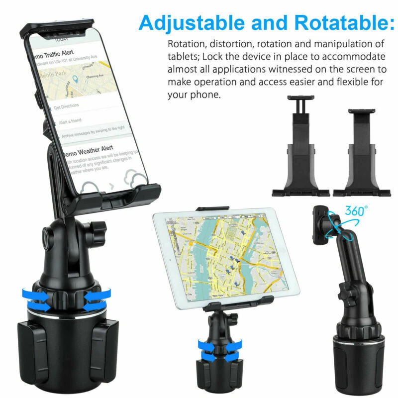 360° Adjustable Car Cup Holder Stand Cradle Mount For iPad Cell Phone Universal - Image 2 of 4