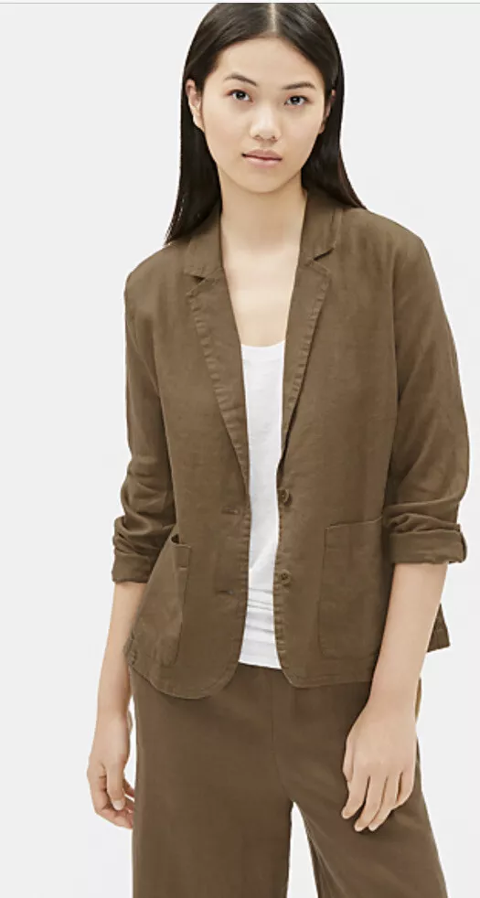 Eileen fisher organic linen blazer sale