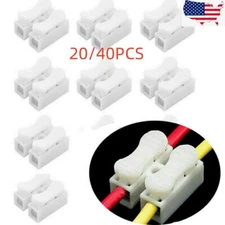 20/40Pcs CH-2 Spring Wire Quick Connectors Splice & Cable Clamp Terminal 2 Way