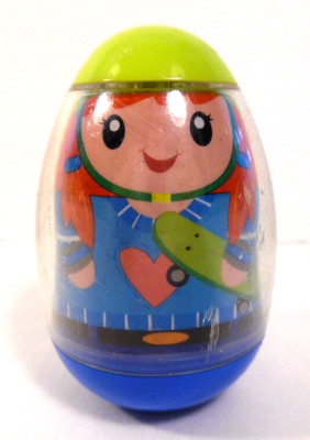 2009 Large Weeble Wobble Skateboard Girl Hasbro, Approx. 3'' Tall
