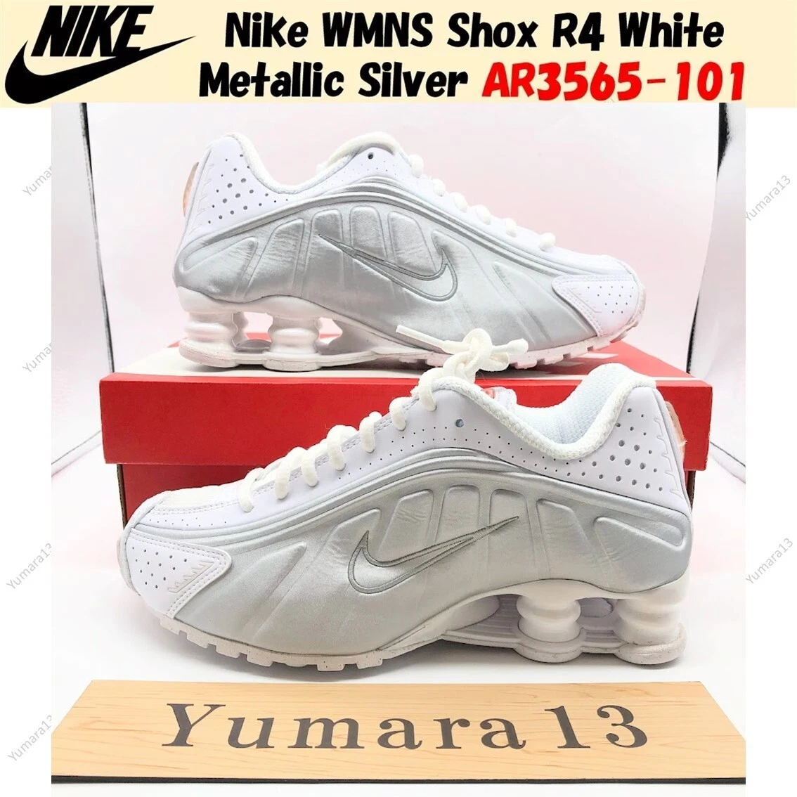 Nike WMNS Shox R4 White Metallic Silver AR3565-101 Women's Size | eBay