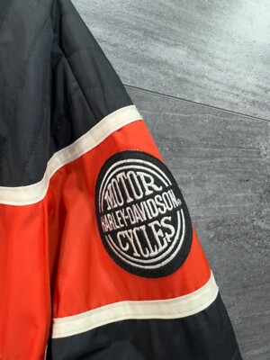 VINTAGE HARLEY DAVIDSON RACING NYLON FULL ZIP JACKET MENS SIZE XL