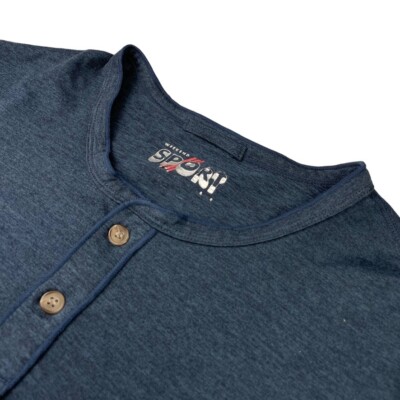 Weekend Sport Men's Cotton Henley L/S T-Shirt Navy Blue   Large