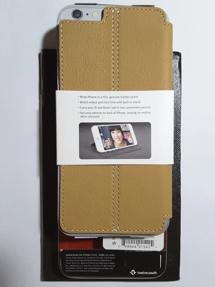 Twelve South SurfacePad 棕色皮革钱包式 ID 对开式保护壳 适用于 iPhone 6S Plus — 第 3/4 张图片