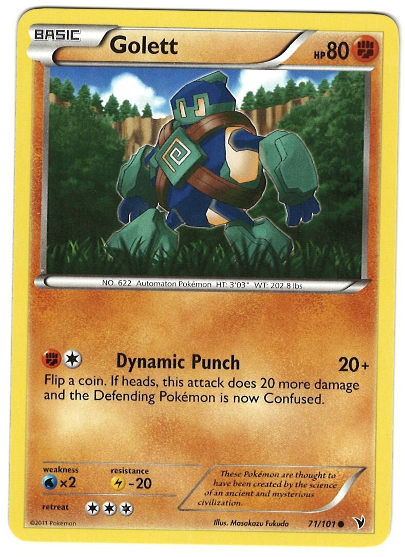 Golett 71/101 Noble Victories  common Pokemon Card 2011 NM