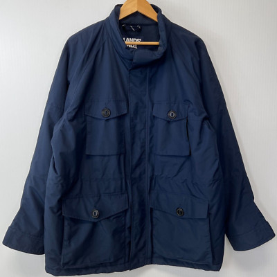 Lands End Jacket Men Extra Large Lined Coat Zip Winter Navy Work Party Core Nw