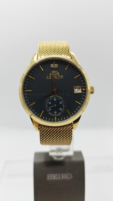 ASTRON Gold-Tone Mineral Crystal Quartz Watch With Mesh Bracelet UK