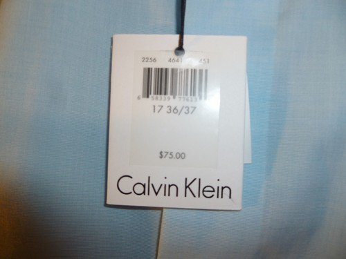 Calvin Klein Shirt Non Iron Button Down Classic Fit Size 17 36 37 Blue Authentic