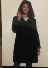 Weatherproof Ladies Reversible Quilted Long Jacket In Black / Loden Size S