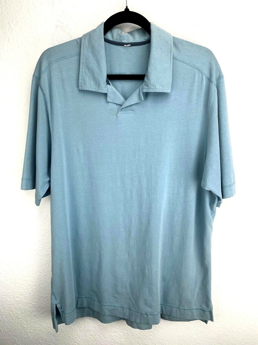 Lululemon Polo Shirt Cotton Men Size XL Blue Short Sleeve Back