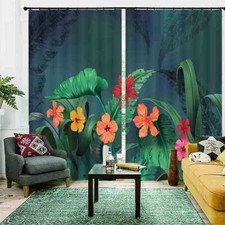 Large Leaf Safflower 3D Blockout Photo Print Curtain Fabric Curtains Window