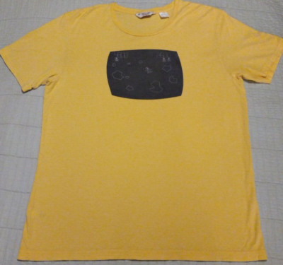 Men's XXL Penguin Yellow Retro Asteroid Video Game Graphic T Shirt