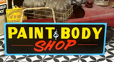 PAINT & BODY Auto Repair Garage Car Truck Shop Hotrod Hand Painted Sign Art blk