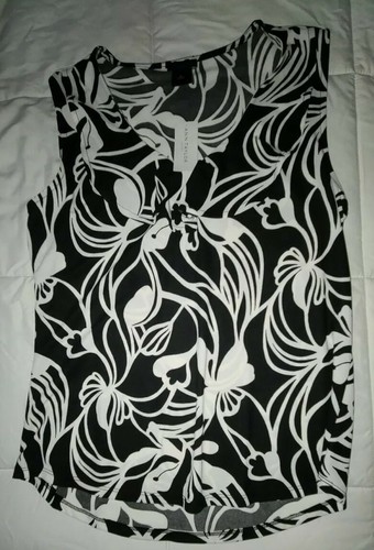 NWT Women's Ann Taylor Floral Sleeveless Blouse Ruffle Front Medium Polyester - 第 1/4 張圖片