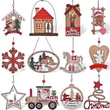 Christmas Ornaments, 12 PCS Wooden Christmas Tree Decorations, 3D Rustic Farm...