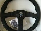 NARDI CHALLENGE Steering wheel black leather black spokes size 13.78 / 350 mm