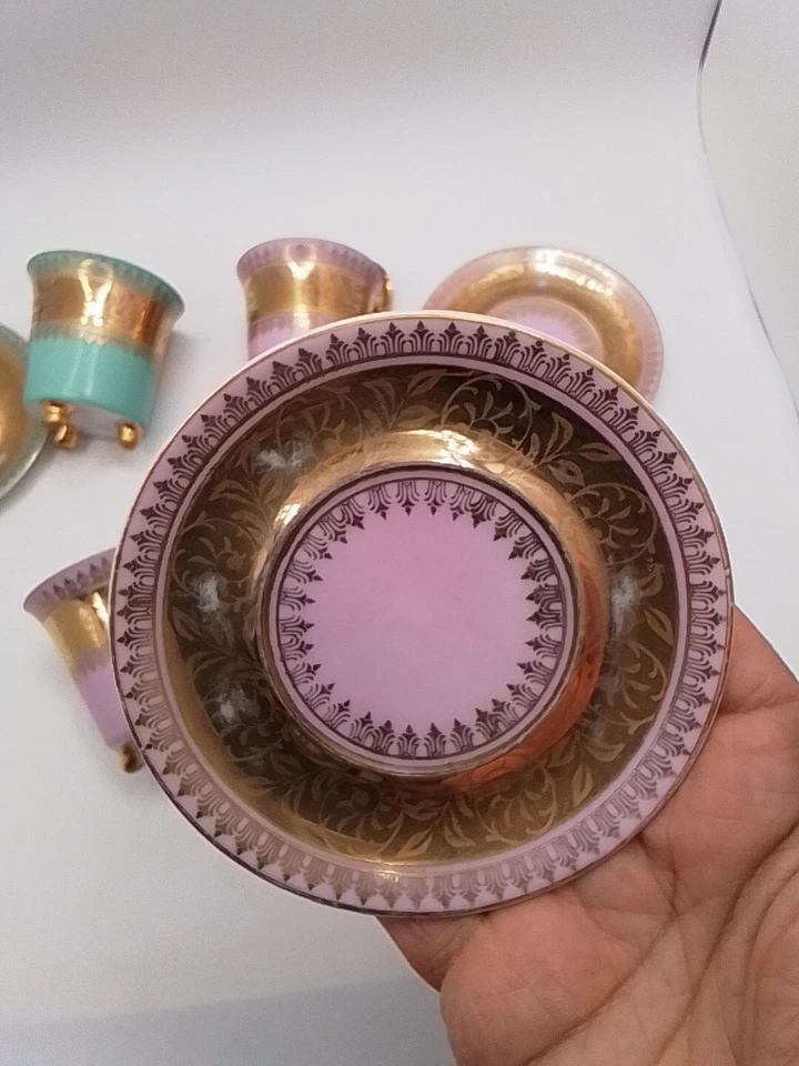 Набор из 4 маленьких кофейных чашек и блюдец в турецком стиле с золотом - Изображение 4 из 4