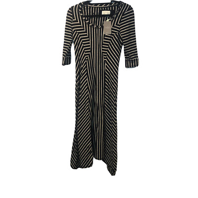black and white striped asymmetrical dress FOCUS by Shani — V-Neck Pinstripe Asymmetric Ruffle Dress main image 0