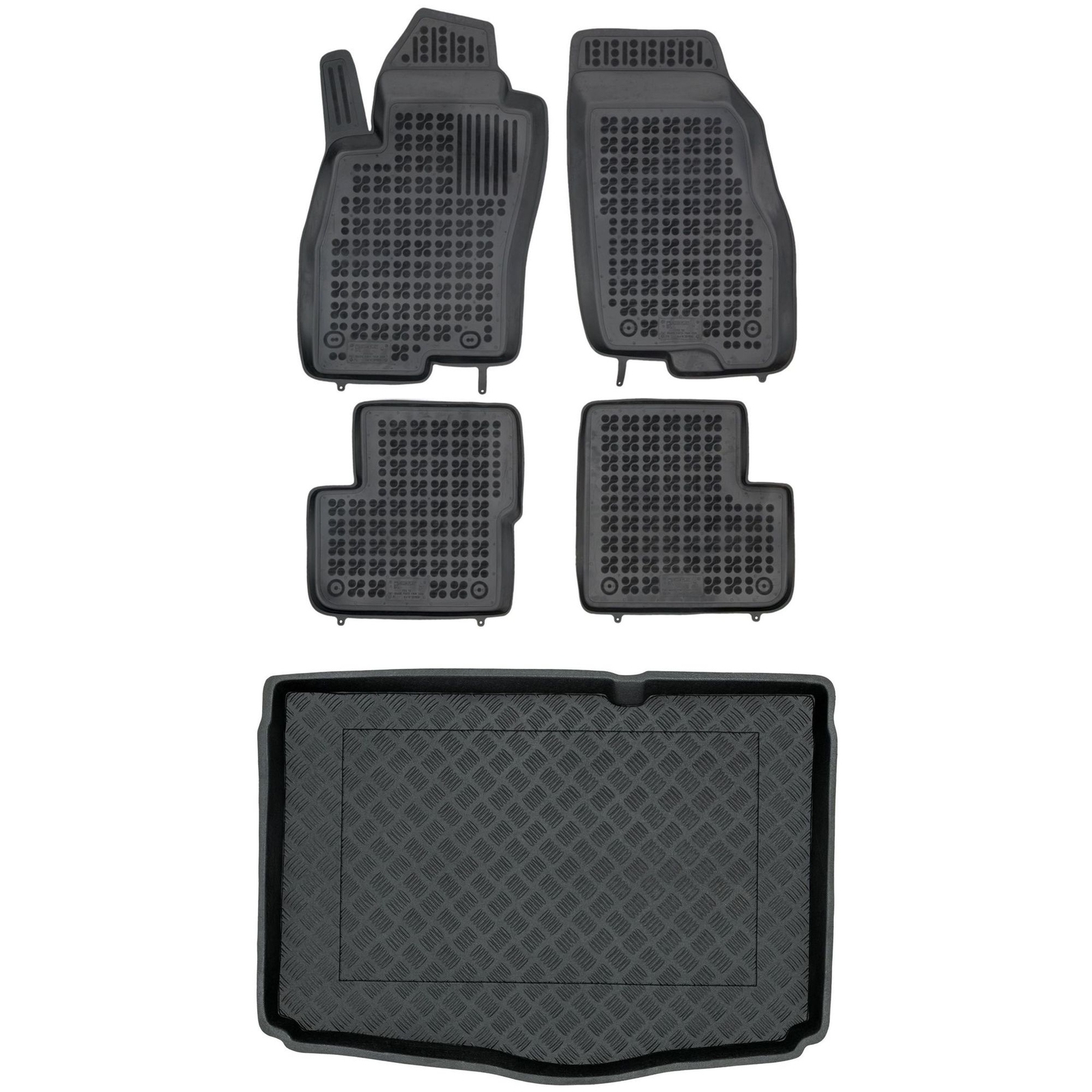 Tapis de coffre PE et tapis de sol pour Fiat PUNTO III - Protection auto RX15060323-1 noire
