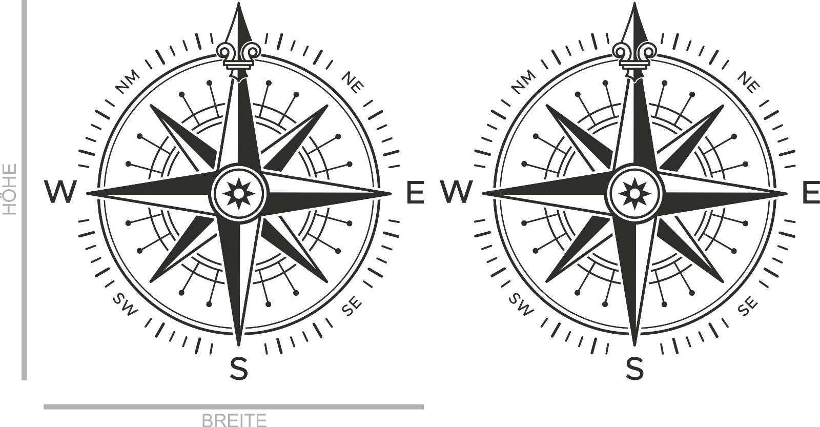 Großer Kompass-Aufkleber Für Camper Und Wohnmobile - Windrose Design Für Abenteuer-Fahrzeuge (70x45cm)