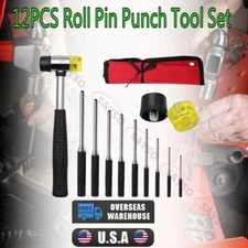 12PCS Roll Pin Punch Heat Treated and Drop Forged Steel Pin Punches with Pouch
