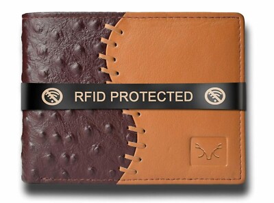 New Men's Brown Colour Genuine Leather RFID Blocking Bi-fold Wallet