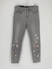 FDJ French Dressing Jeans Olivia Gray Skinny Jeans W Floral Design Women’s Sz 4