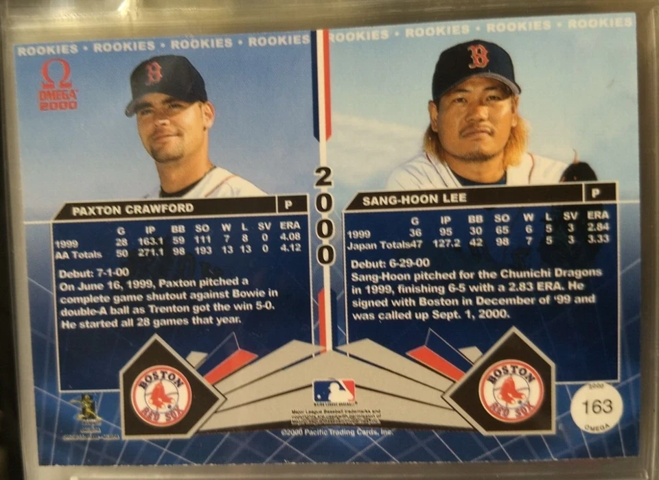 2000 Pacific Omega Paxton Crawford/Sang-Hoon Lee rookie card numbered to 999 - Image 2 of 2