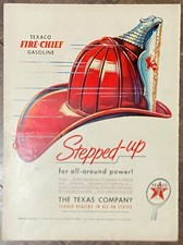 Original 1950 Texaco Ad: Fire Chief Series, Stepped Up Power