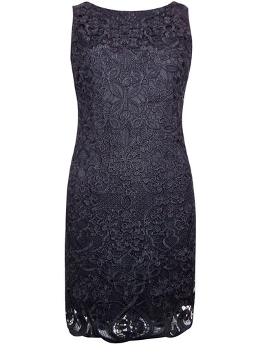 EX WALLIS BLACK EMBROIDERED LACE SHIFT 
