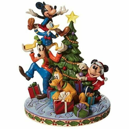 Merry Tree Trimming Jim Shore Disney Traditions 6008979 Christmas Mickey NEW - Afbeelding 1 van 1