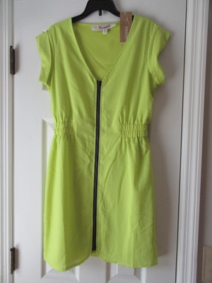 Emmelee Francesca Collection Ladies Dress NWT Yellow Size M Short Polyester Zip