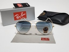 Ray-Ban Aviator Pilot Sunglasses Gold Frame Gradient Blue Lens 58mm