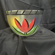 Hand Painted Collectible Kosta Boda Ulrica Hydman Vallien Tulip Bowl 8.5"