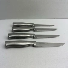 Farberware Stainless Steel Steak Knives 4.5” Serrated Solid Shank 19D76 Lot Of 4