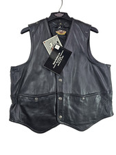 Harley Davidson Black Leather Vest Men's XL Motorcycle Vintage 90s