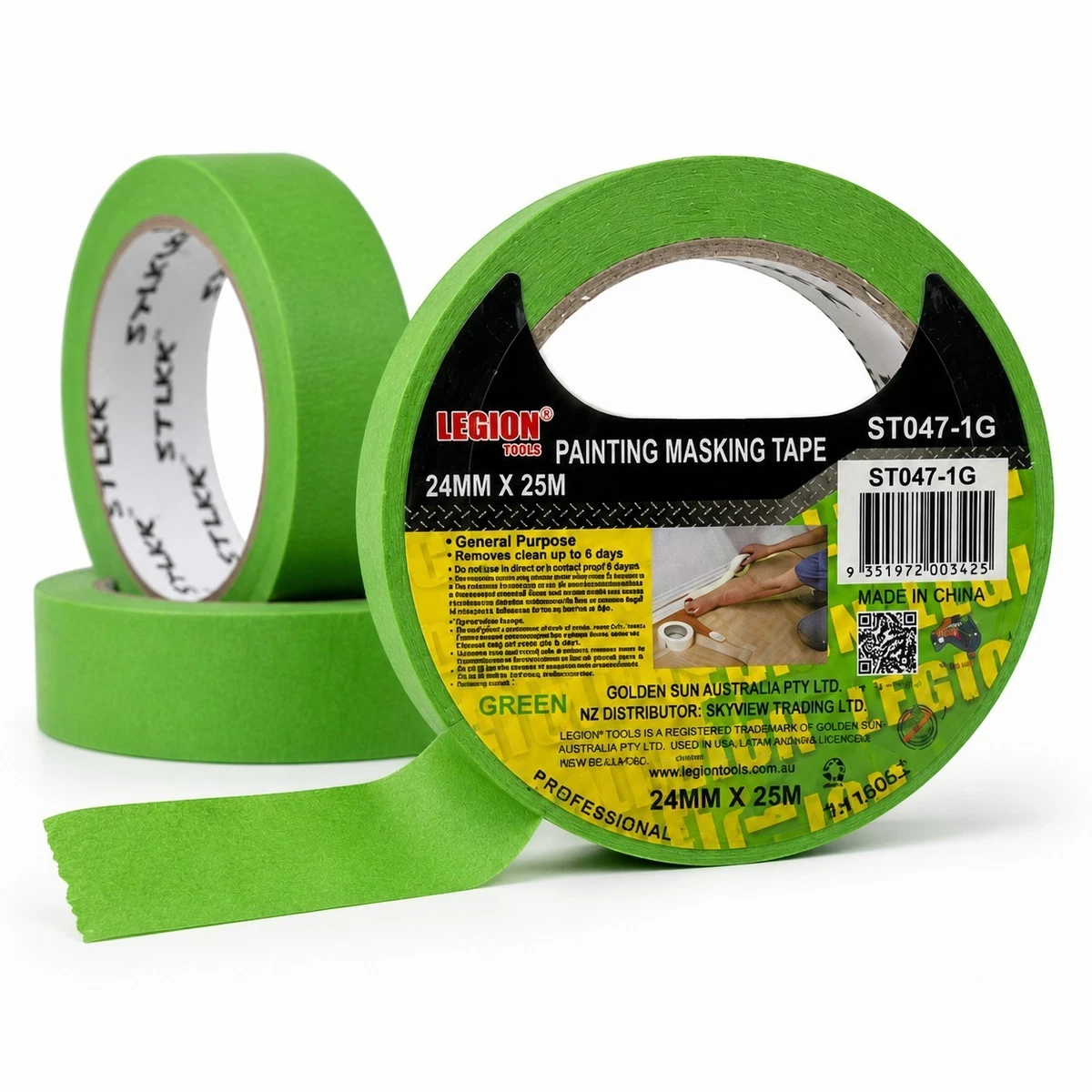 12 x Green Painters Tape Masking Tape 24mm x 25m Multi Surface Clean Removal