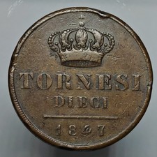 10 Tornesi 1847 2 Tipo Raro, Ferdinando II Due Sicilie Napoli Borbone