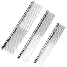 3 Pack Stainless Steel Pet Comb Set Grooming Combs for Dogs & Cats Large